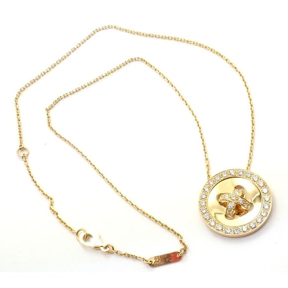 Authentic! Van Cleef & Arpels 18k Yellow Gold Diamond Button Pendant Necklace - Picture 1 of 9